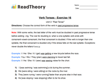 Verb Tenses - Past Tense - Exercise 16 - Past Progressive Tense