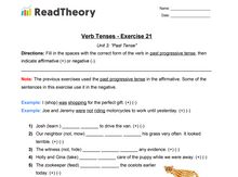 Verb Tenses - Past Tense - Exercise 21 - Past Progressive Tense