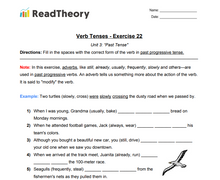 Verb Tenses - Past Tense - Exercise 22 - Past Progressive Tense