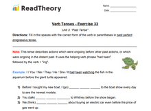 Verb Tenses - Past Tense - Exercise 33 - Past Perfect Progressive Tense