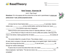 Verb Tenses - Past Tense - Exercise 36 - Simple Past Perfect Tense and Past Perfect Progressive Tense