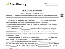 Verb Tenses - Past Tense - Exercise 37 - Cumulative Review of the Past Tense