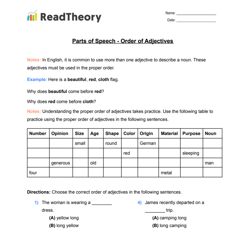 parts-of-speech-adjectives-order-of-adjectives-read-theory-workbooks