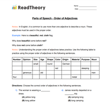  Parts of Speech - Adjectives - Order of Adjectives