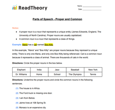 Parts Of Speech Nouns Identifying Nouns Common Vs Proper Read Parts Of Speech Nouns Identifying Nouns Common Vs Proper Read