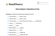 Parts of Speech - Prepositions - Preposition of Time
