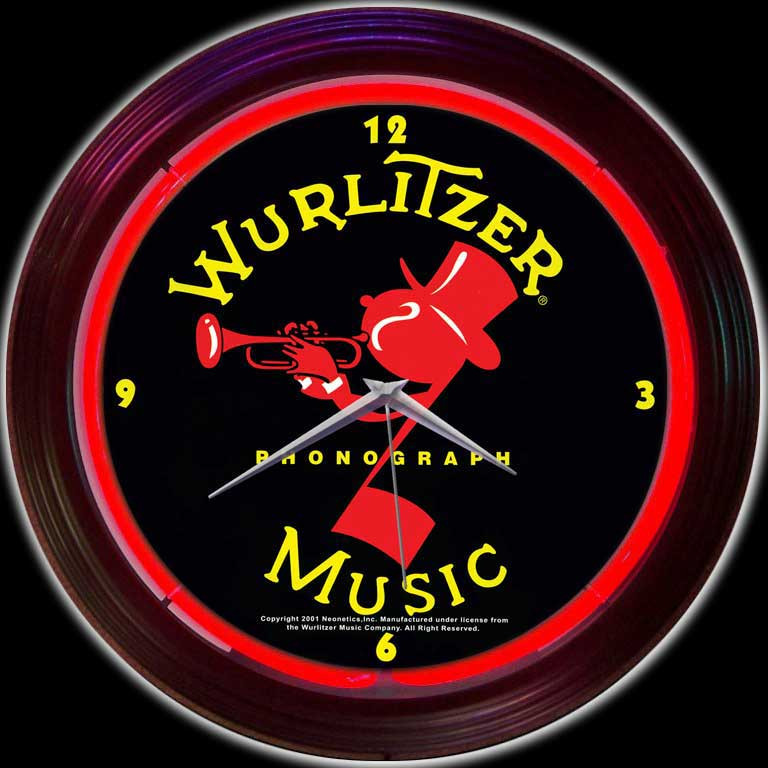 WURLITZER JOHNNY ONE NOTE NEON CLOCK