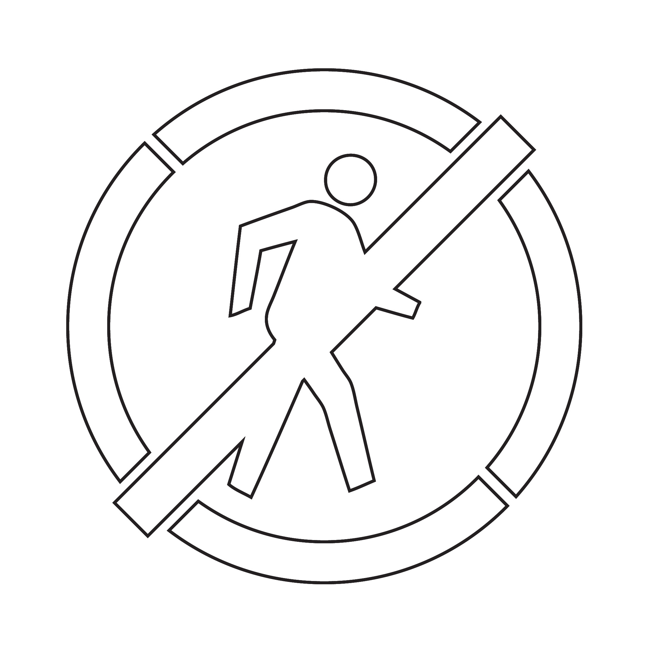 No Pedestrians Symbol - Stencil