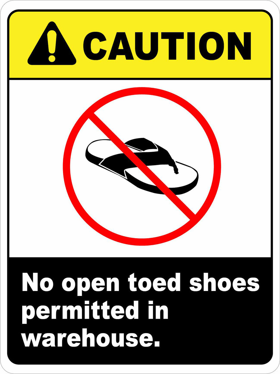 Ansi Caution No Open Toed Shoes Wall Sign