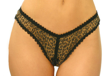 Elegant Moments Leopard Mesh Thong - Leopard Print