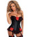 Daisy Corset Plus Size Strapless Burlesque Corset With Ruffle And Bow Accents, Removable Garters And G-String - Black/Red