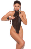 Elegant Moments Halter Neck Fishnet Thong Back Teddy
