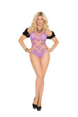 Elegant Moments Cut Out Lace Teddy Plus - Purple