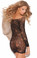 Elegant Moments Long Sleeve Lace Up Front Lace MIni Dress - Black