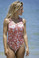 Starwear USA Vega Sleek Race Back One Piece Swimsuit - Matte Red Floral