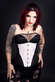 Timeless Trends White Ruffle with Solid Black Underbust Corset