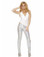 Roma Sequin Button Front Pants - Silver