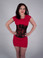 Timeless Trends Plush Red and Black Floral Satin Corset
