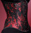 Timeless Trends Plush Red and Black Floral Satin Corset