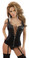 Daisy Corset Faux Leather Lace Up and Zipper Corset with Thong