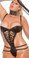 Elegant Moments Queen Size Leather Teddy with Lace Up Front