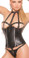 Elegant Moments Leather Cupless Teddy with Zipper Front