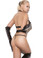 Elegant Moments 3Pc Set Vinyl Cupless Top with Cincher and G-string Queen
