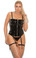 Elegant Moments Zip Front Vinyl Corset with Buckle Queen Size