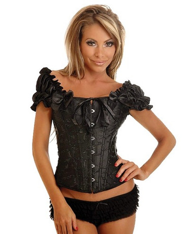 Daisy Corset Black Embroidered Peasant Corset