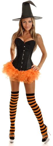 Daisy Corset 4Pc Glitter Pin-Up Witch Costume