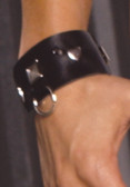 Elegant Moments Leather wrist cuffs with square nail heads and O rings. Black