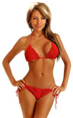 Daisy Corset Red Crochet Bikini