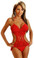 Daisy Corset Red Crochet Monokini Bikini