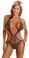 Daisy Corset Chocolate Crochet Deep Plunge Monokini