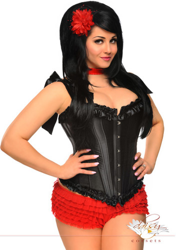 Daisy Corset Plus Size Black Tie-Strap Burlesque Corset