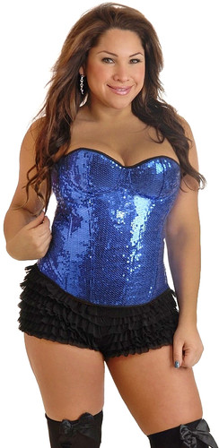 Daisy Corset Plus Size Sequin Zipper Corset