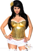 Daisy Corset Plus Size Gold Sequin Underwire Zipper Corset
