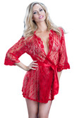 Oh La La Cheri Lace Robe with Belt - Red