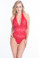 Oh La La Cheri Halter Lace Teddy - Red