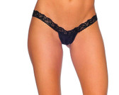 Bodyzone Lace and Lycra V Front Thong - Black