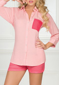 Ryocco Pink Long Sleeve Blouse