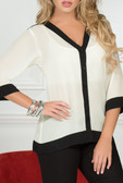 Ryocco Black and White See-Through Blouse