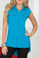 Ryocco Sleeveless Button Blouse with Long Hem - Blue