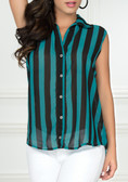 Ryocco Stripes See-Through Blouse