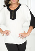 Ryocco 3/4 Blouse with Zipper Accent