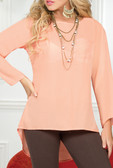 Ryocco Long Sleeve Blouse with Back Slits