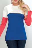 Ryocco Long Sleeve Tri-Color Blouse