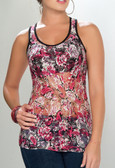 Ryocco See-Through T-Back Tank Top with Spiral Pattern - Fuchsia