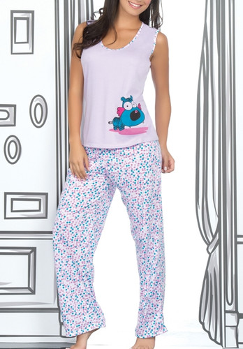 Ryocco Polka Dots Long Pants Pajama Set