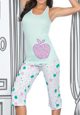 Ryocco 2 Piece Set Pajama Capri with Apple Print